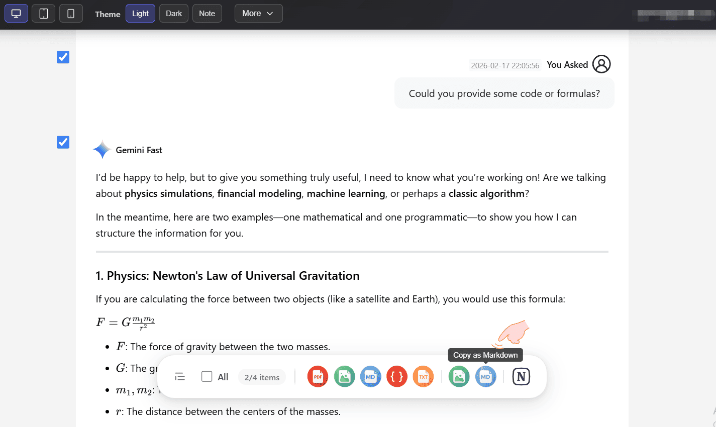 Selective copy in preview mode