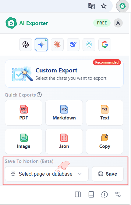 First entry for selecting database