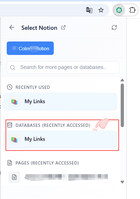 Search and select destination page