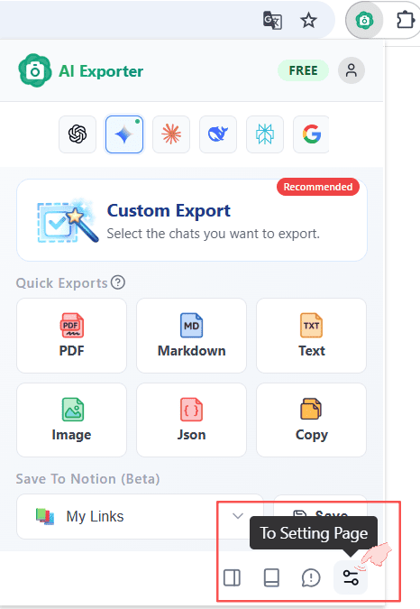 Settings Center entry